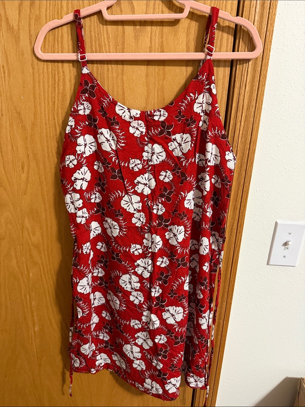 🫶🏼3 for $12!!🫶🏼 Red Floral Midi Slip Dress with Adjustable Straps